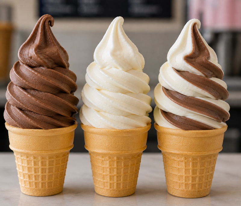 Classic soft serve ice cream cones