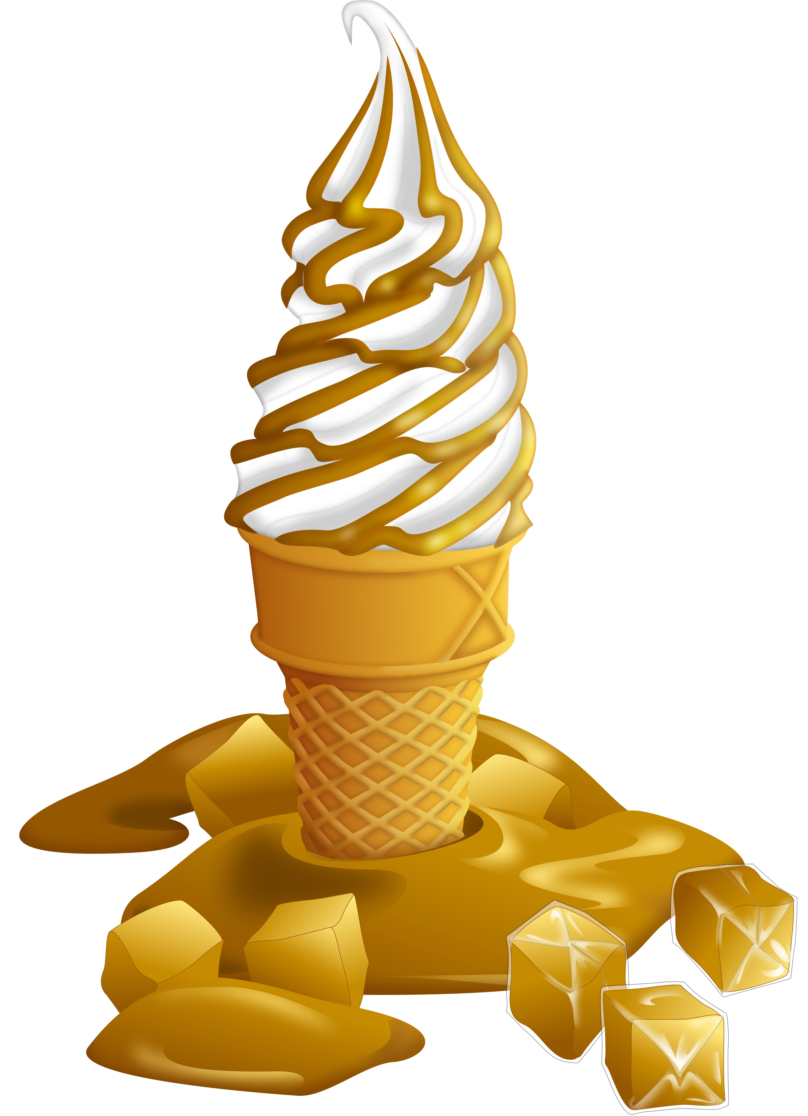 Caramel soft serve cone
