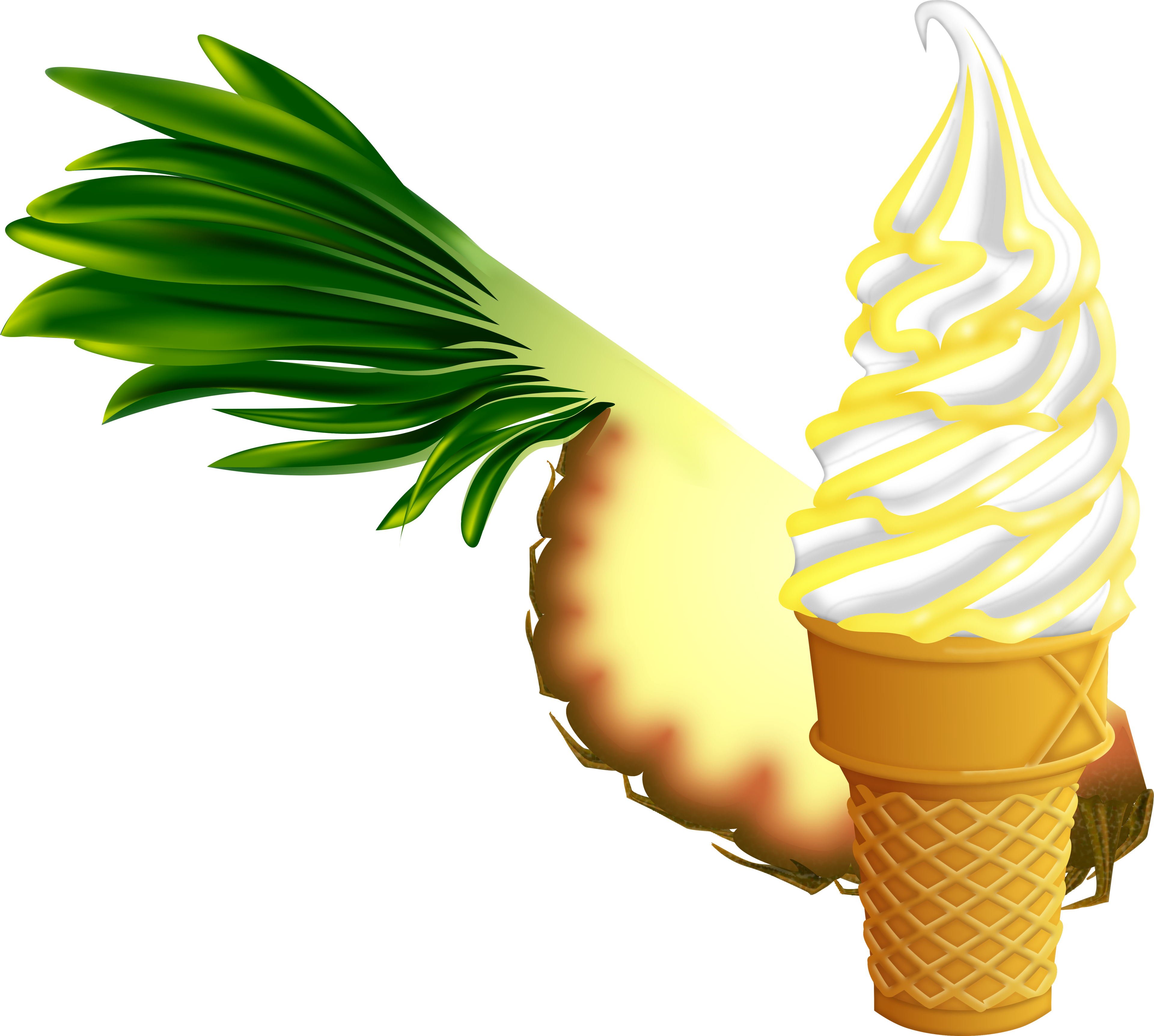 Pineapple soft serve cone