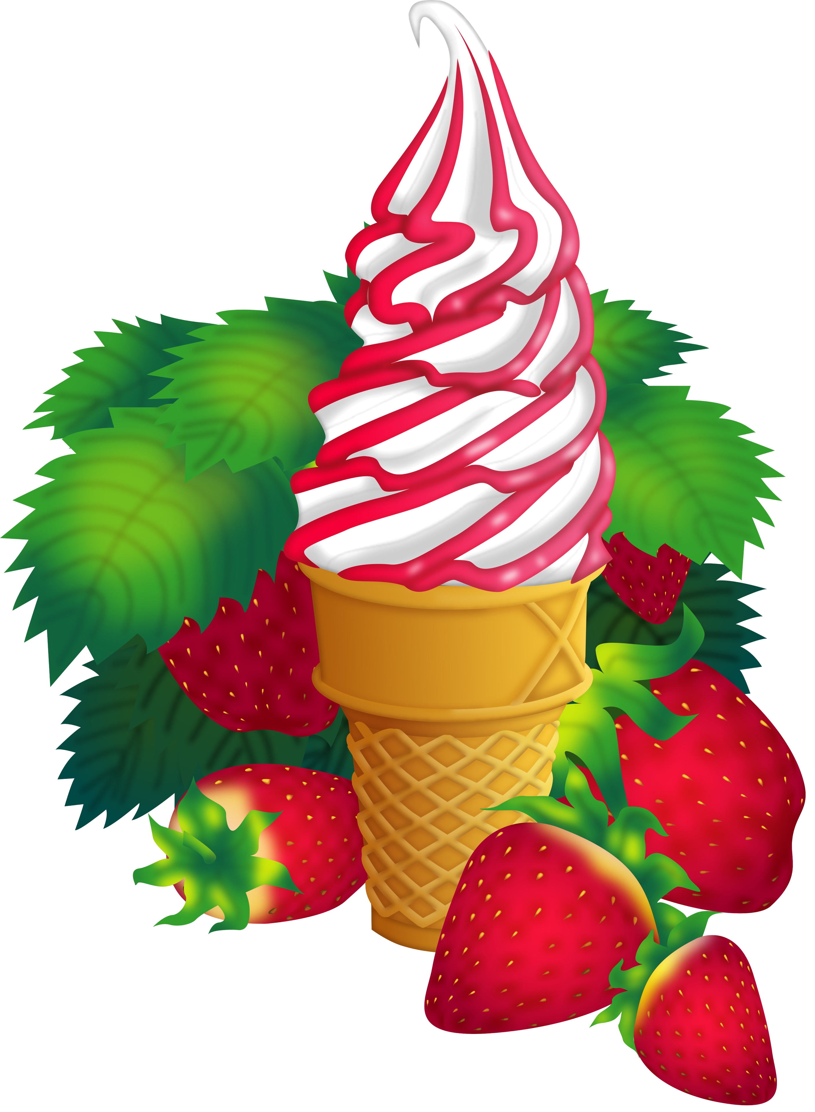 Strawberry soft serve cone